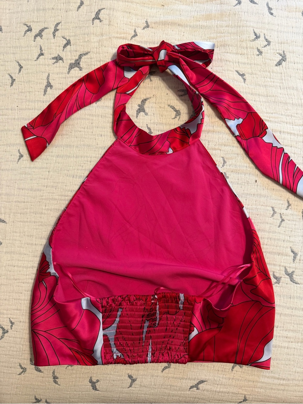 Sigrid Olsen Fuchsia Red Floral Halter Crop Top - Picture 2 of 5